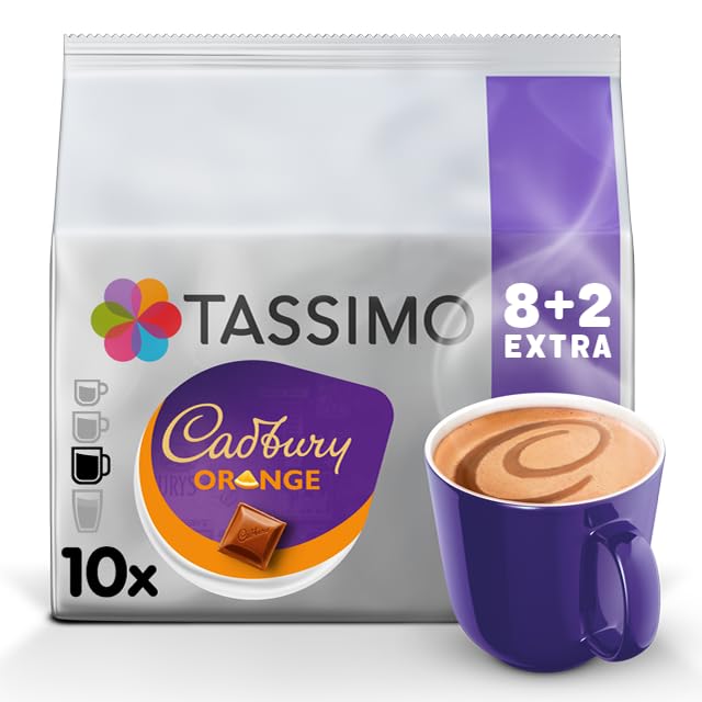 Cadbury Orange Hot Chocolate Tassimo Pods x50 (Pack of 5) - Rich Cocoa & Citrus Blend