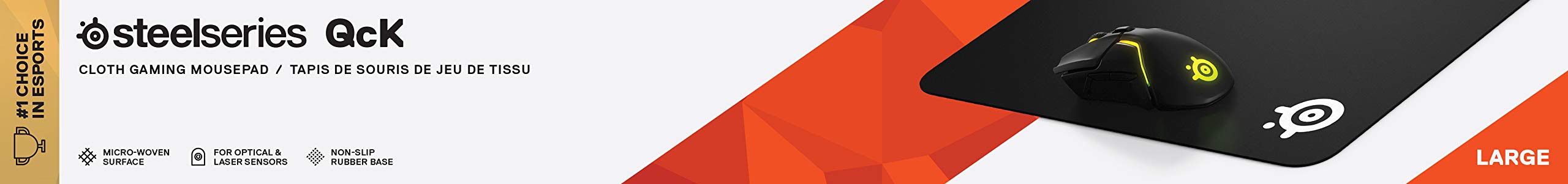 SteelSeries QcK+ Gaming Mouse Pad - Large 450mm x 400mm - Non-Slip Rubber Base - Black 5