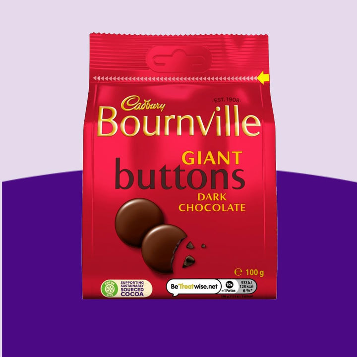 Cadbury Bournville Dark Chocolate Giant Buttons, Sharing Bag, 100g