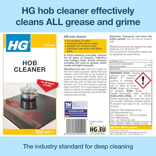 HG - Hob Cleaner for Everyday Use, Induction & Glass Ceramic Cooktop Spray, 500ml