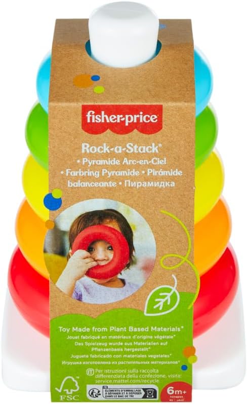 Fisher-Price Rock-a-Stack Baby Toy - Classic Ring Stacking Toy for 6+ Months