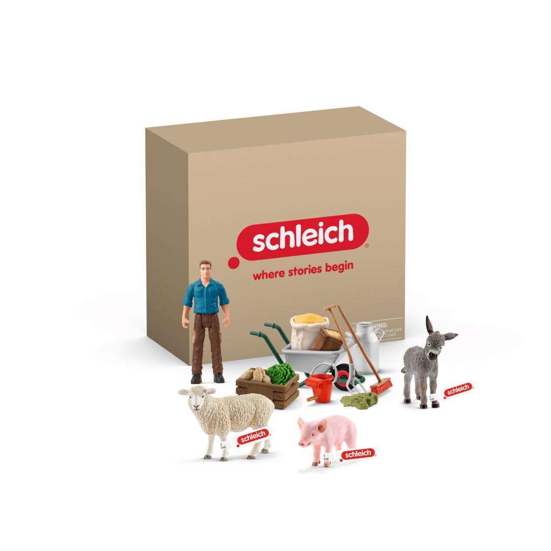 SCHLEICH Farm World Animal Set 'Animal Feeding' - Educational Pretend Play for Kids 3+ 1