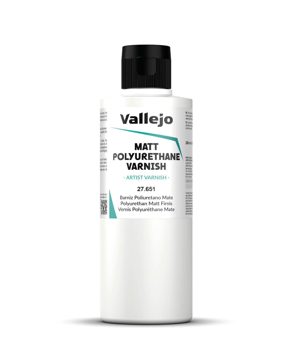 Vallejo Acrylicos Matt Varnish Polyurethane - 200 ml Airbrush Ready | Scratch Resistant Finish