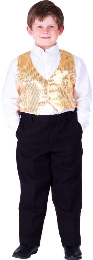 Dress Up America Gold Sequin Vest Costume - Kids 8-10 Years 1