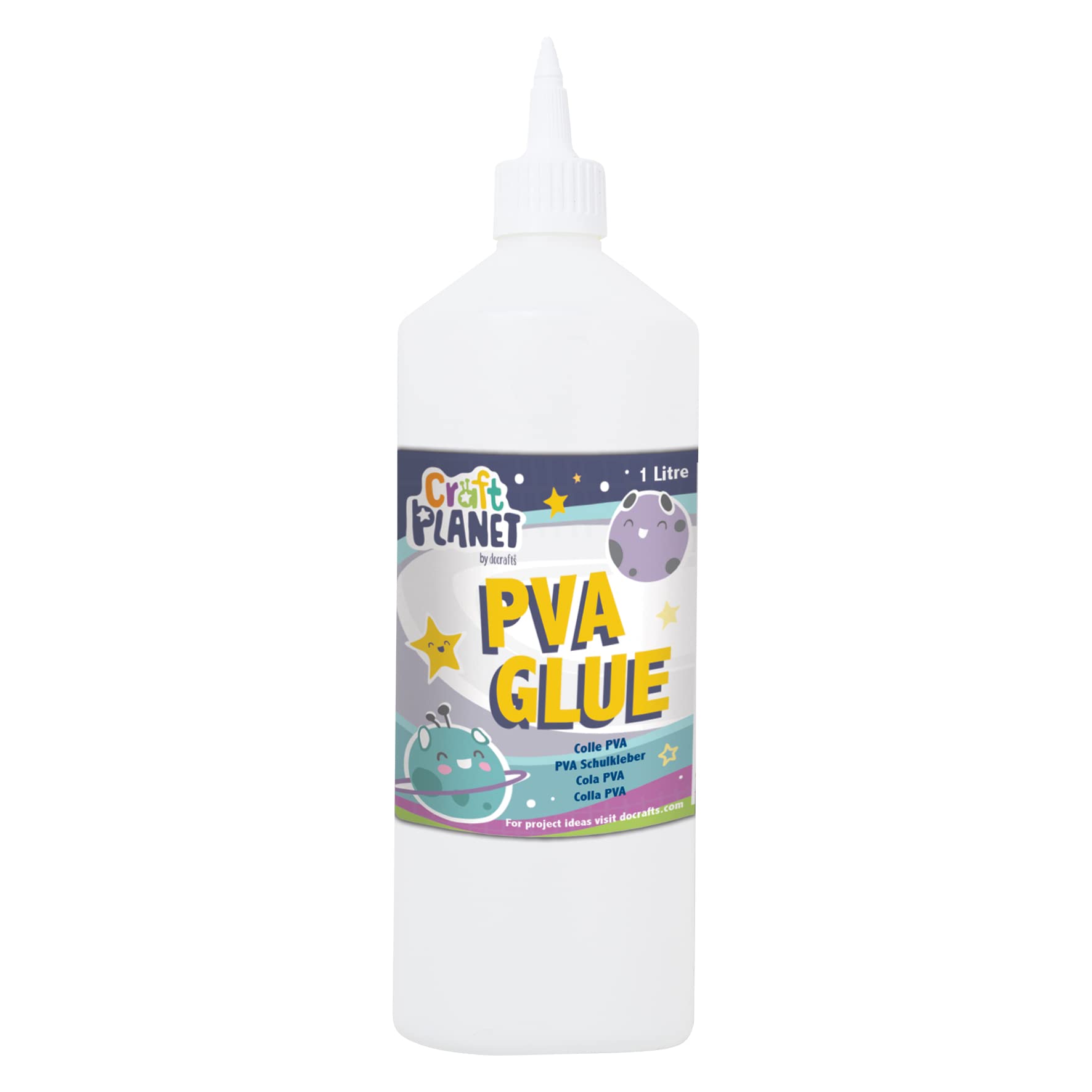 Craft Planet PVA Glue - 1 Litre White Strong Tacky Glue for Kids Crafts & School