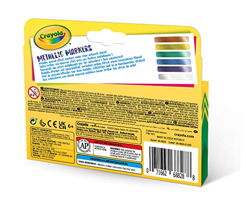 Crayola Metallic Markers - 6 Shimmering Colors for Arts & Crafts | Ages 3+ 6