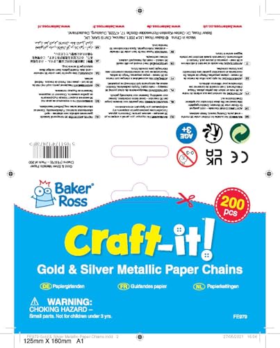 Baker Ross Gold and Silver Metallic Paper Chains - 200-Pack Craft Supplies 7