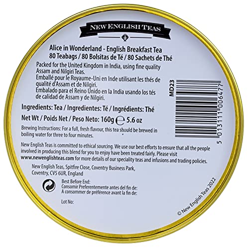New English Teas Midnight Alice in Wonderland Tea Caddy with 80 English Breakfast Teabags 7
