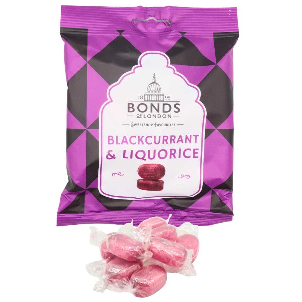 Bonds of London Blackcurrant & Liquorice Bags - Retro Vegetarian Boiled Sweets | 12 x 120g Multipack 2