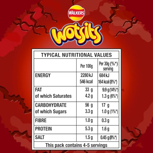 Walkers Wotsits Crunchy Sweet & Spicy Sharing Snacks Crisps 140g