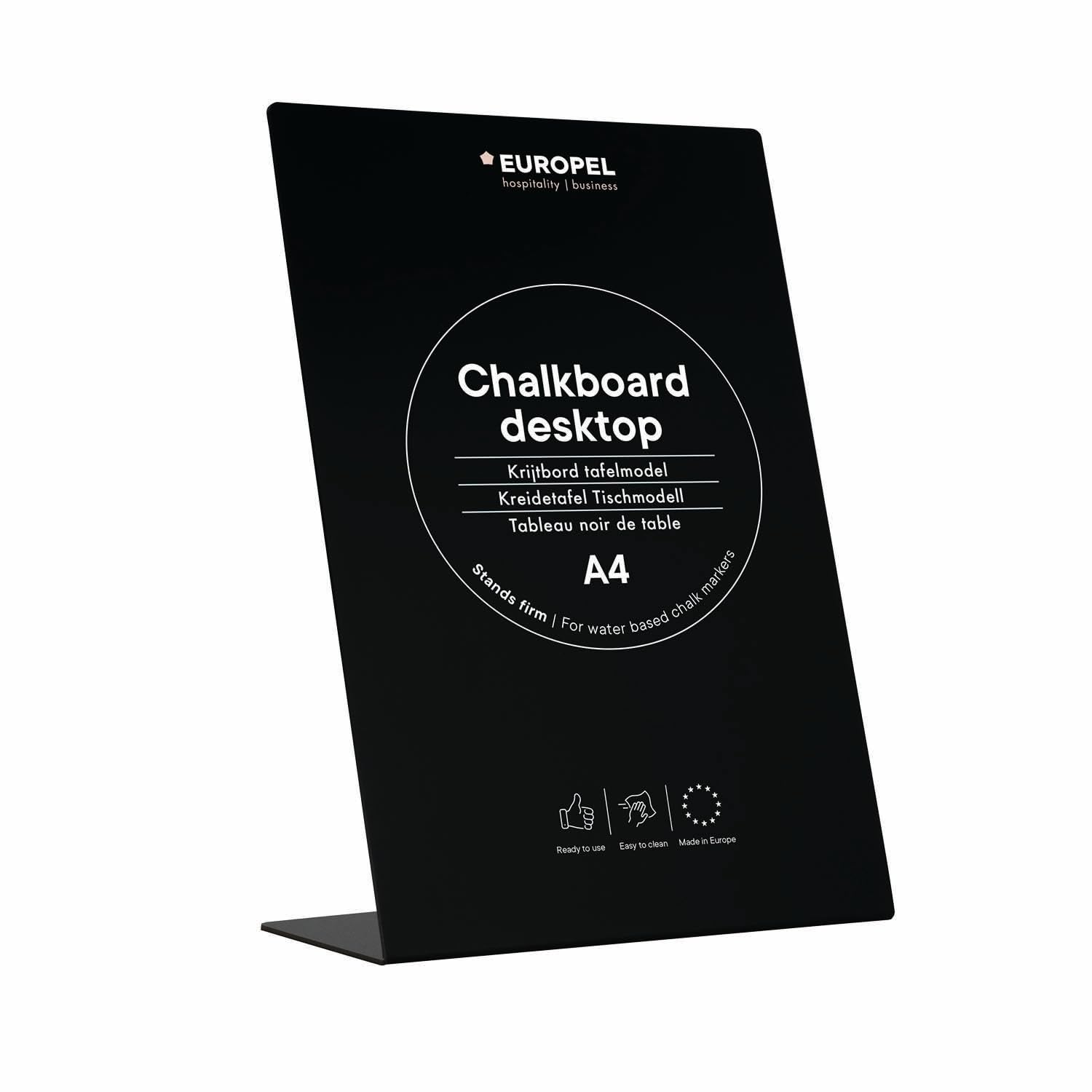Europel Desktop Chalkboard L-Standard - A4 Size, Polystyrene, Slate Style | Lightweight