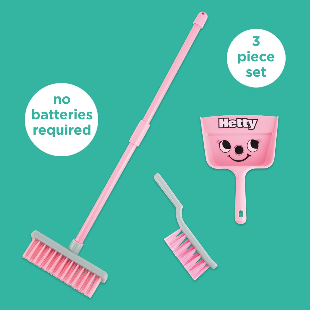 Casdon Hetty Brush Set - Child-Friendly Cleaning Toy for Ages 3+ | Includes Broom, Dustpan & Brush 2