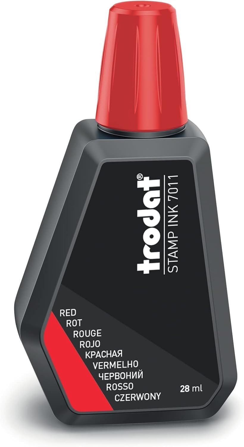 Trodat Red Ink Bottle - 28 ml Replacement Ink for Hand Stamp Pads | Model 7011 1