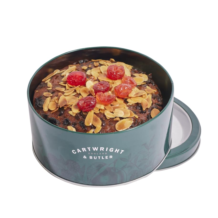 Cartwright & Butler Cherry and Almond Fruit Cake - Moist, Buttery Consistency | 600g Round Tin
