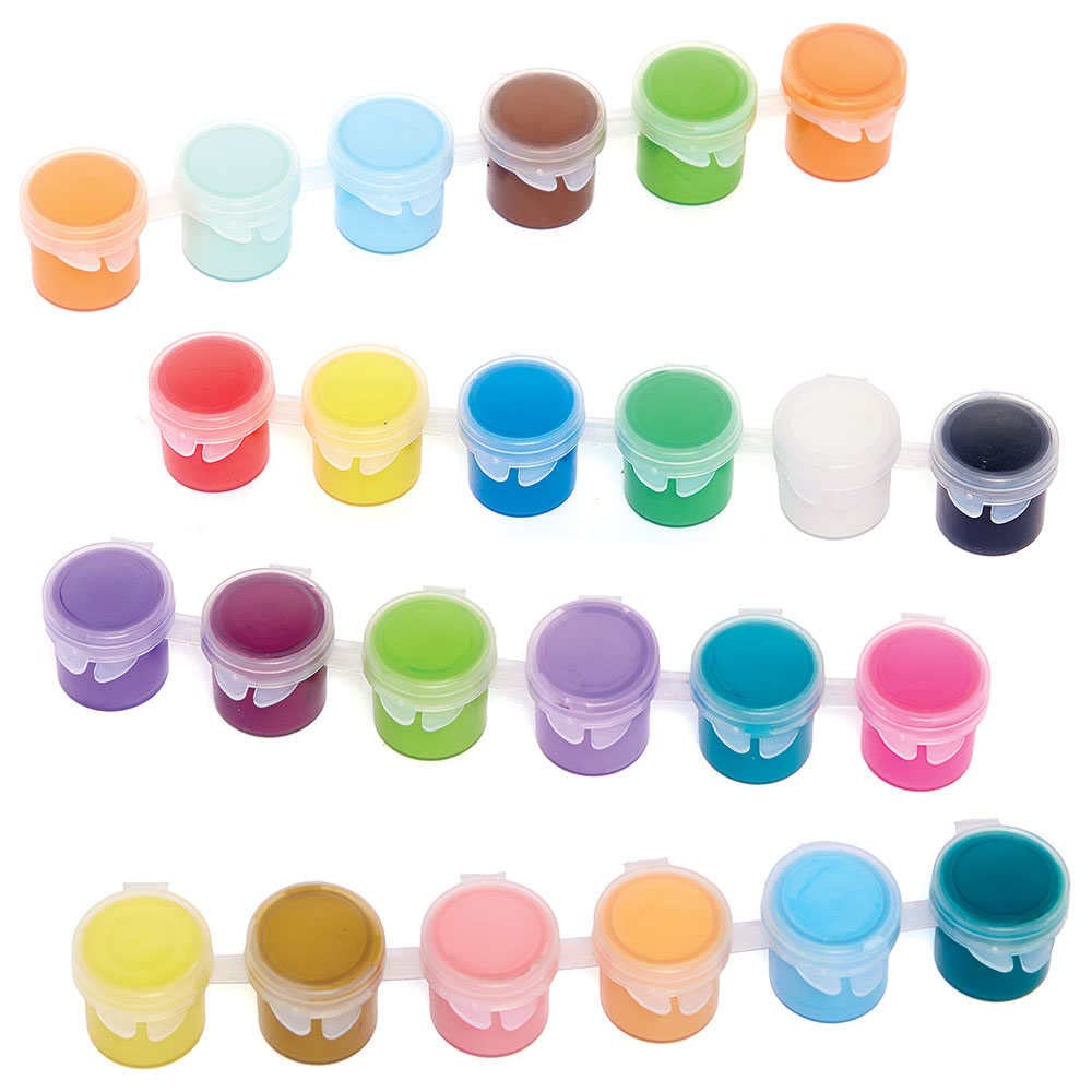 Baker Ross Acrylic Paint Pot Set - 24 Assorted Colors | 4.2ml Pots | Fast-Drying 2