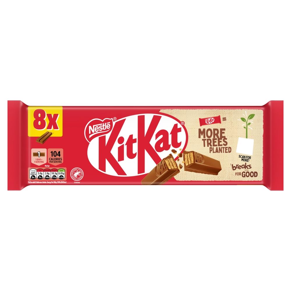 KitKat 2 Finger Milk Chocolate Biscuit Bars - 8 Pack (20.7g Each) | Classic Crisp Wafer 1