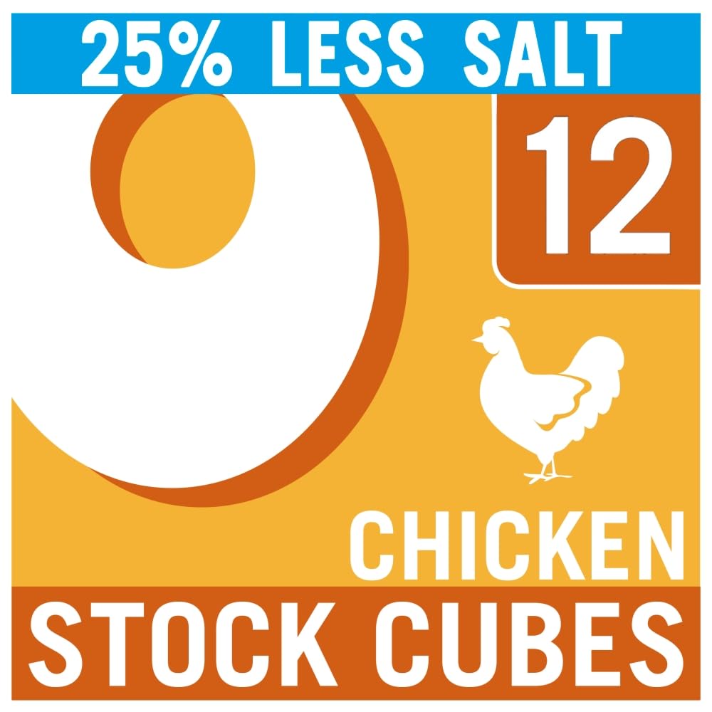 OXO Reduced Salt Chicken Stock Cubes - 12 Count | Big Flavour | 71g Pack