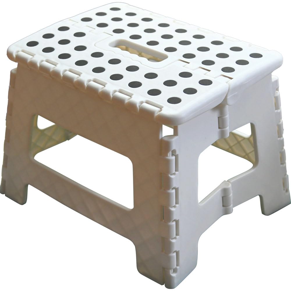 Armo Home Folding Step Stool - 40cm Height | 150kg Capacity | White Metal