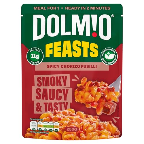 Dolmio Feasts Spicy Chorizo Fusilli Pasta Meal - 6 Pack, 250g Each