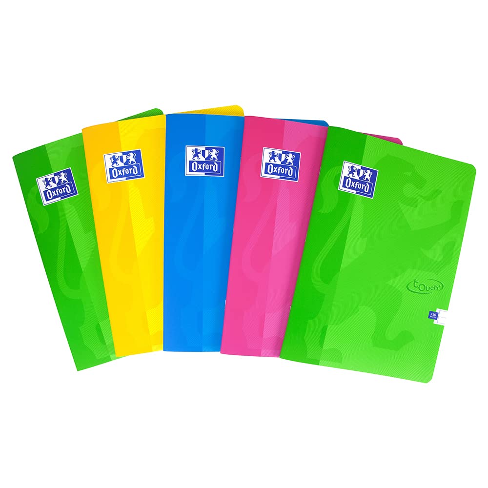 Oxford Touch A4 120 Page Softcover Stapled Notebook - Smooth Optic Paper | Pack of 5