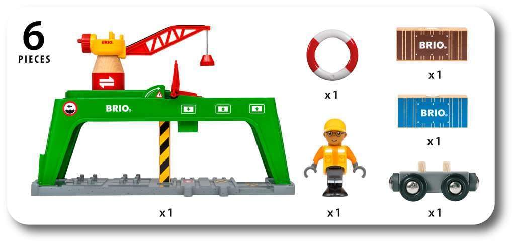 BRIO World Container Crane - Wooden Railway Playset for Kids Age 3+ 5