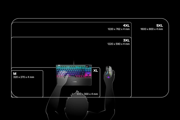 SteelSeries QcK Prism Cloth Gaming Mouse Pad - 2-Zone RGB Illumination - XL Size 900x300mm - Black + RGB