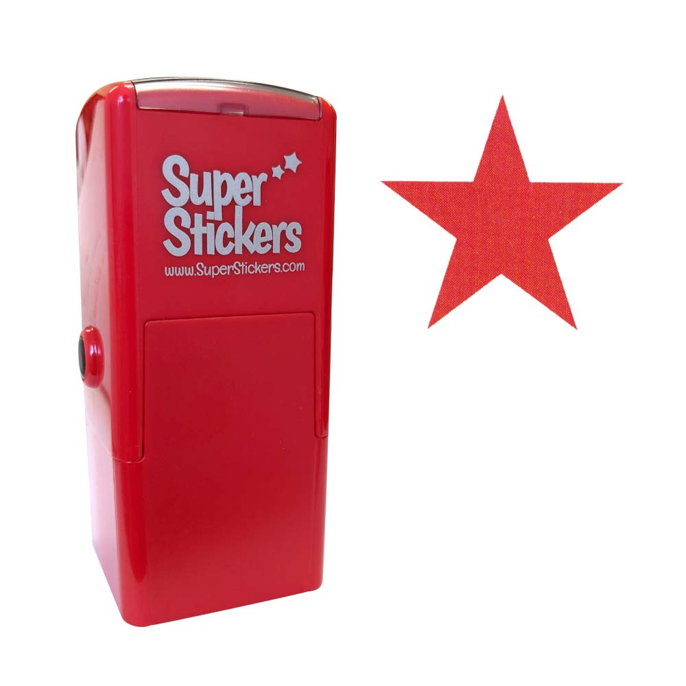 SuperStickers Pre-Inked Stamper - Red Star Design | 28mm Impression | Self-Inking 1
