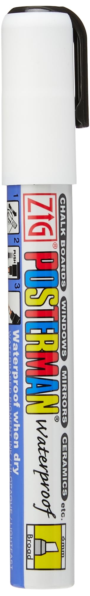 Kuretake Zig Posterman Waterproof Marker - PMA-50 | 6mm Chisel Point | White Ink 1