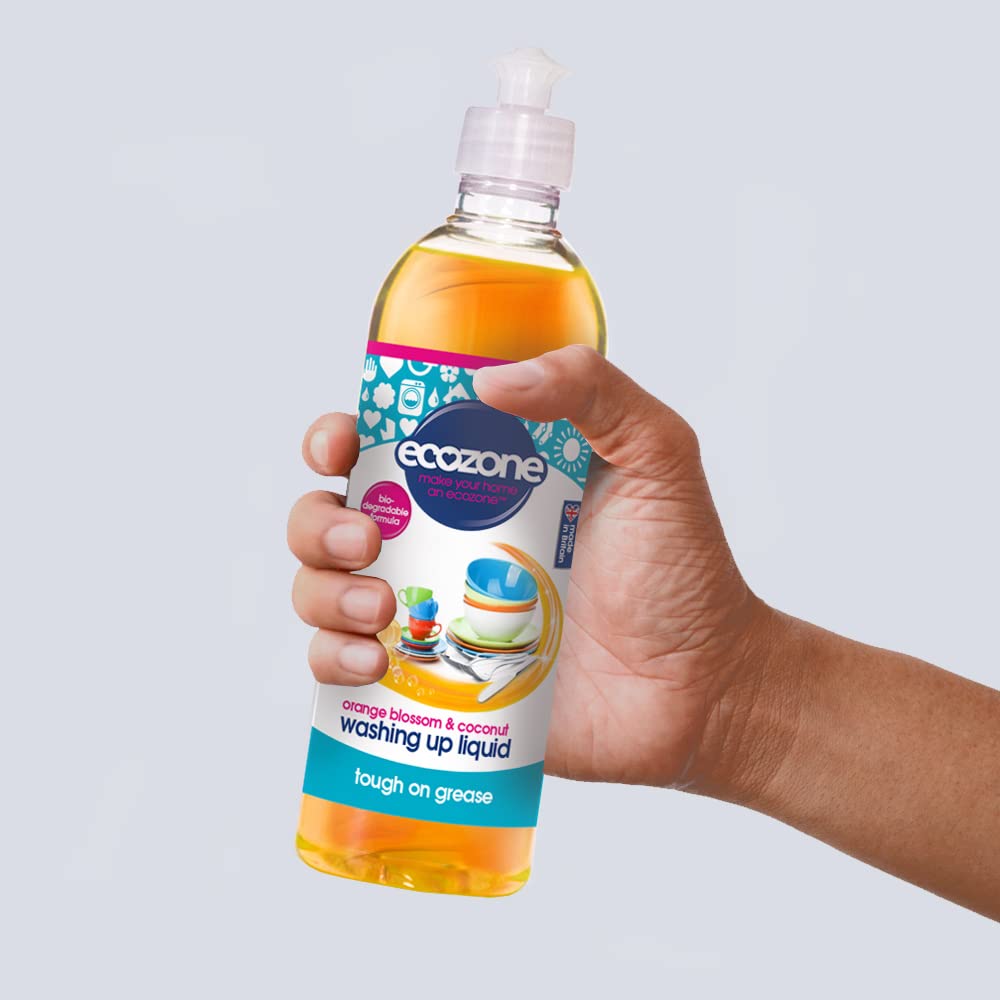 Ecozone Orange & Blossom Coconut Washing-Up Liquid - Powerful Grease Cutting | 500ml | Vegan & Cruelty-Free