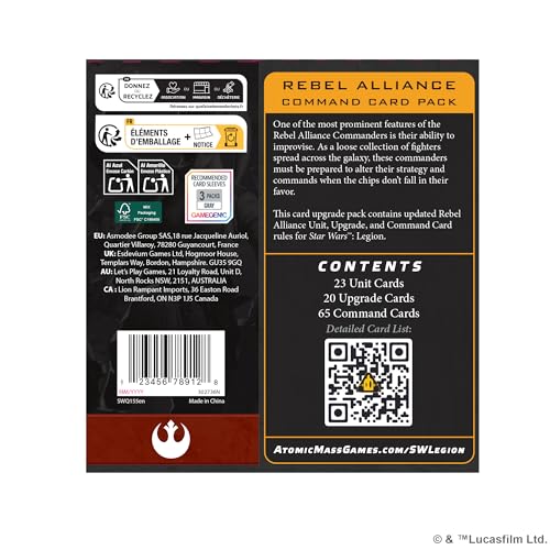 Atomic Mass Games Star Wars: Legion Rebel Alliance Command Card Pack Brettspiel-Erweiterung 3