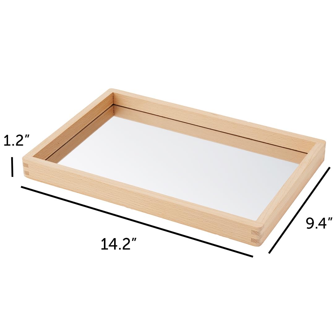 TickiT Small Wooden Mirror Tray - Child-Sized Reflective Sensory Play Tray 2