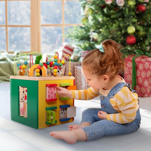 Battat Wooden Activity Cube with Farm Theme | 5 Sides of Fun | Ages 1+