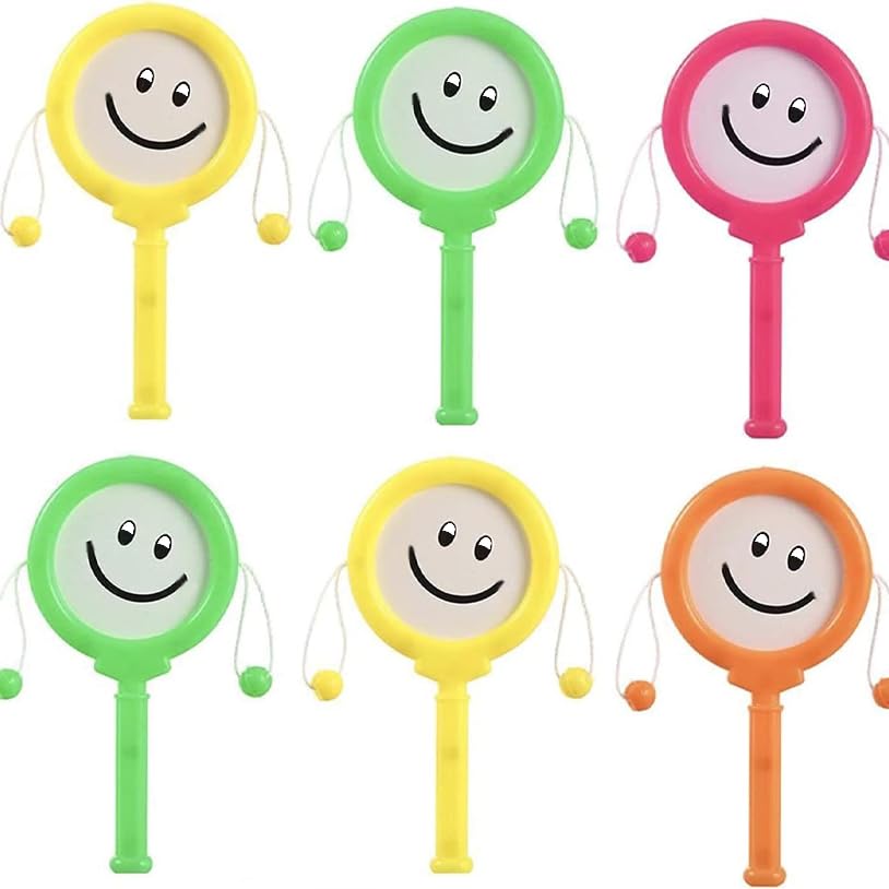 24 Pack Mini Smile Face Hand Drum Toy Set - Assorted Colors Musical Percussion for Kids 6 Months & Up 2