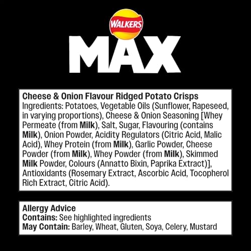 Walkers Max Cheese & Onion Crisps 50g (Pack of 24)