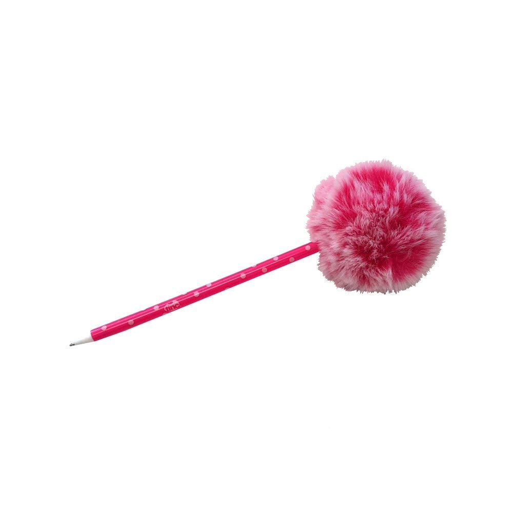 Tinc Fluffy Pom Pom Ballpoint Pen - Pink Ink, 0.5mm Line Size, Erasable | Pack of 1 1