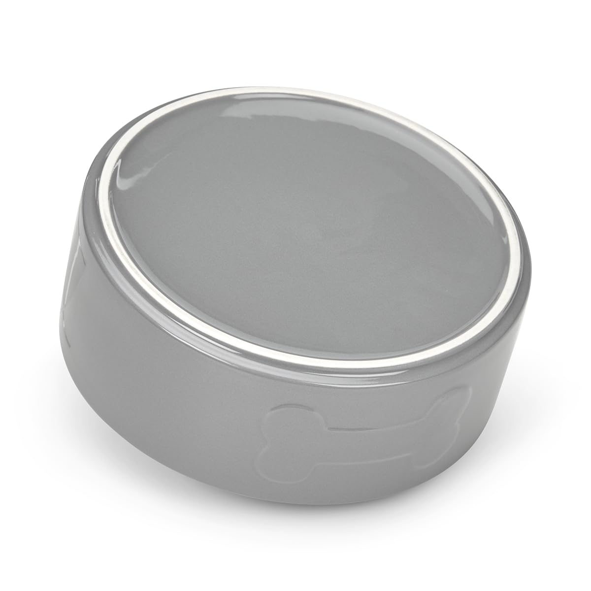 Petface Ceramic Bone Pet Bowl for Dogs and Cats | 20 cm Diameter | Grey/White 6
