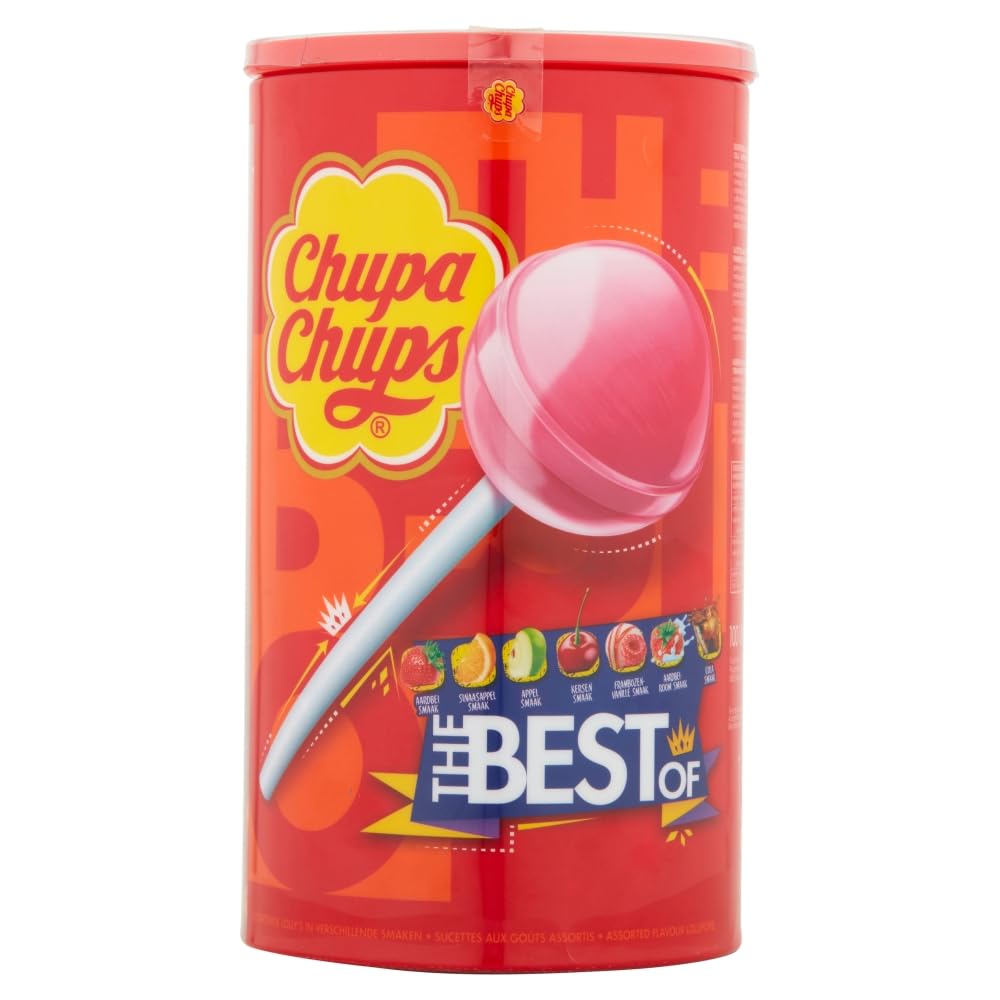 Chupa Chups The Best Of Lollipop Tube - 100 Count | 7 Classic Flavours | Individually Wrapped 1
