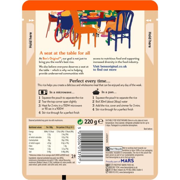 Ben's Original Mushroom Microwave Rice, 6 x 220g Pouches 7