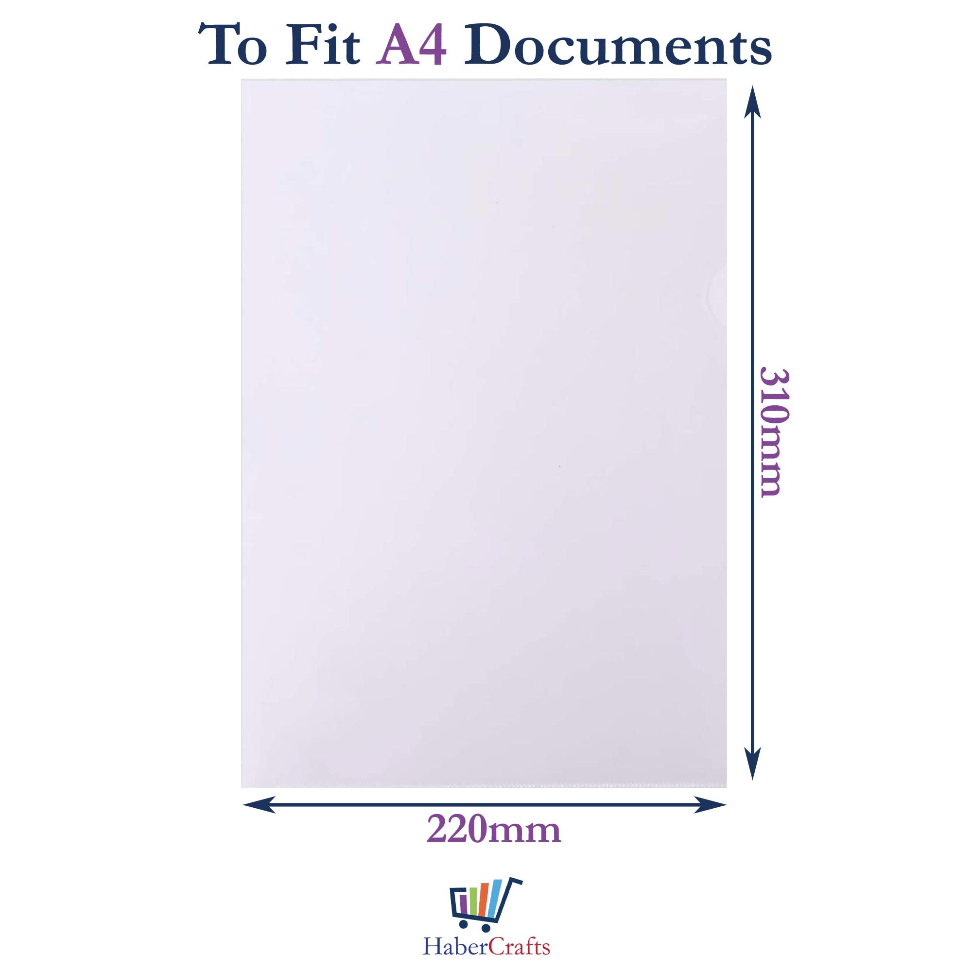 Habercrafts Heavy Duty A4 File Wallets - Top & Side Opening | 150 Micron | 25 Pack 2