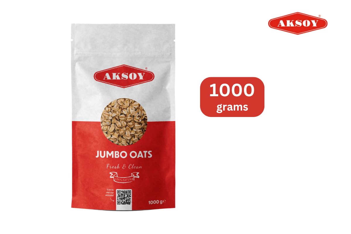 AKSOY Jumbo Oats - 1kg Bag | 100% Wholegrain Rolled Oats | High in Fiber & Protein 5