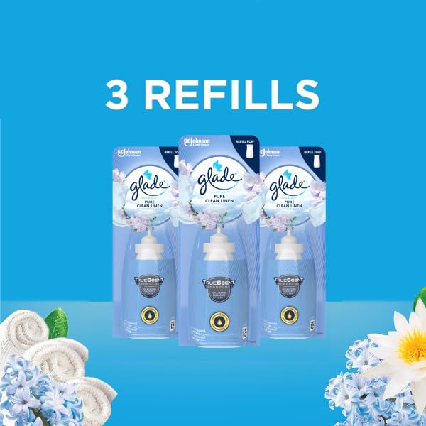 Glade - Sense & Spray Air Freshener Refill, Motion Activated Automatic Room Spray, Clean Linen, 3 Refills (3 x 18ml)