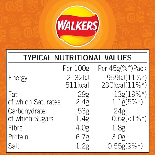 Walkers Roast Chicken Crisps 45g (Case of 32) - 100% British Potatoes, No Artificial Colours