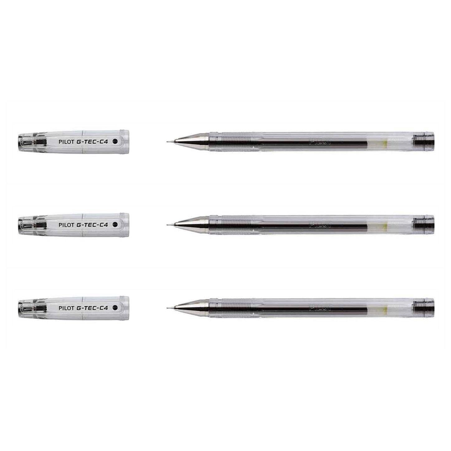 PILOT G-Tec C4 Gel Rollerball Pen - Ultra Fine 0.4mm Tip | Black Ink | 3 Pack 1