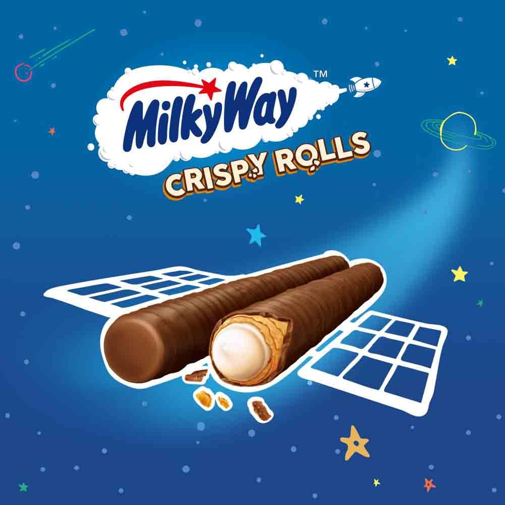 Milky Way Crispy Rolls, Milk Chocolate Biscuit Snack Bar, 24 x 22.5 g