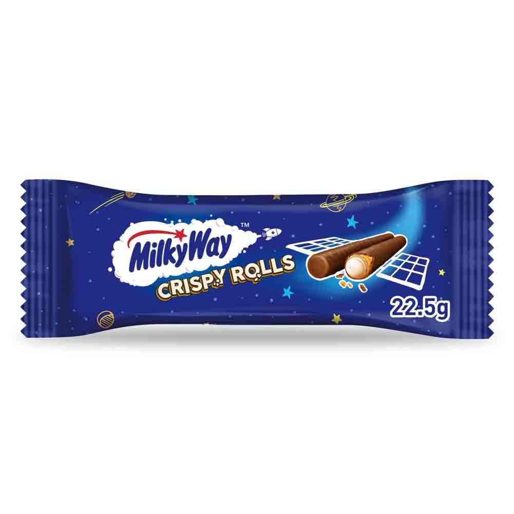Milky Way Crispy Rolls, Milk Chocolate Biscuit Snack Bar, 24 x 22.5 g
