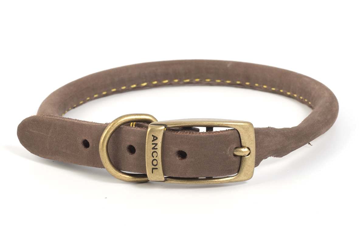 Ancol Timberwolf Round Dog Collar - Sable | Size 3 (28-36cm) | Soft Leather 1