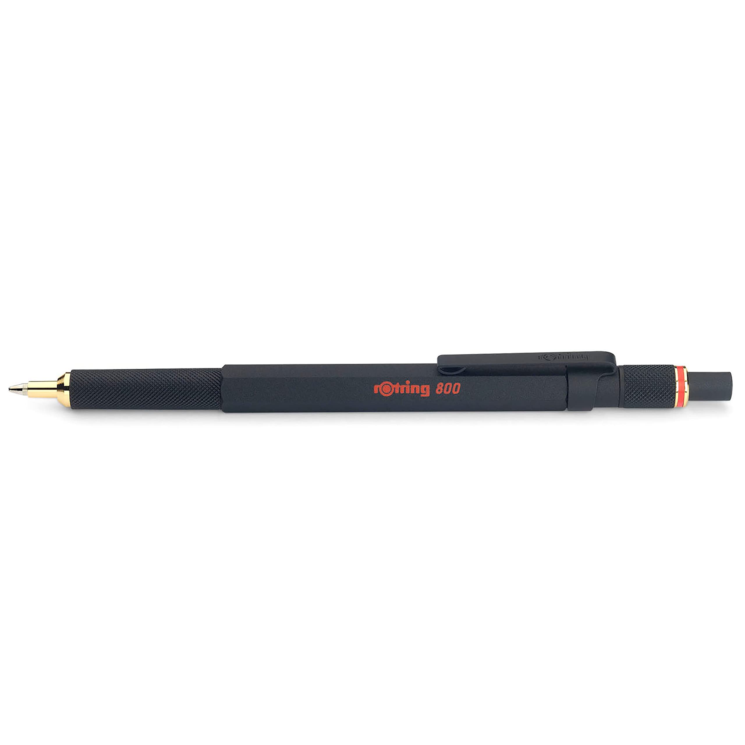 rOtring 800 Retractable Ballpoint Pen - Full Metal Body | Medium Point | Black Ink | Black Barrel 4