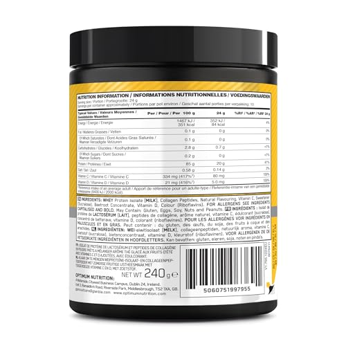 Optimum Nutrition Clear Whey + Collagen Summer Fruit Ice Tea Flavour 240g 12