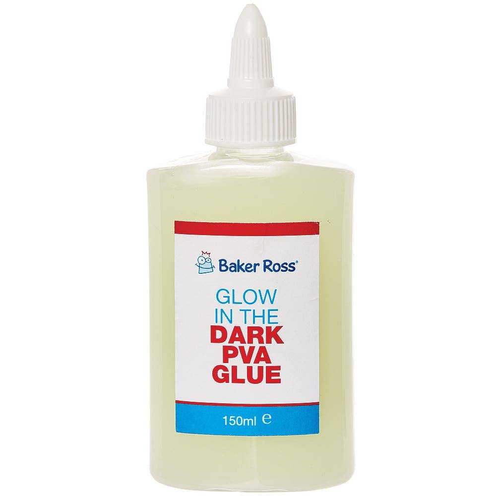 Baker Ross FX130 Glow in the Dark PVA Glue - 150ml Craft Adhesive for Kids 1