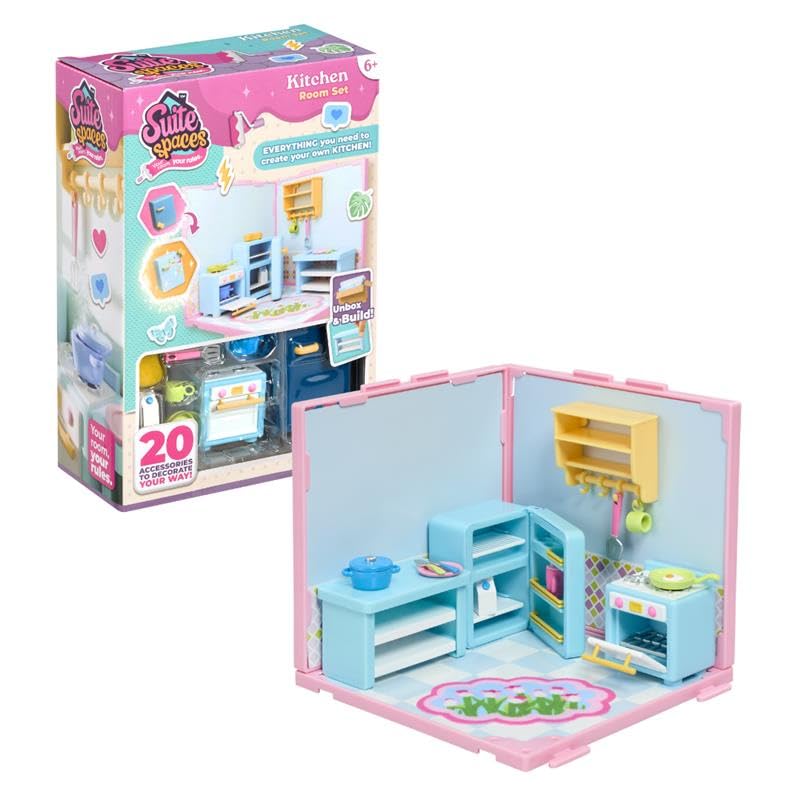 Goliath Suite Spaces - Kitchen Set | Modular Playroom for 3-4" Dolls, 20-Piece Buildable Set 1